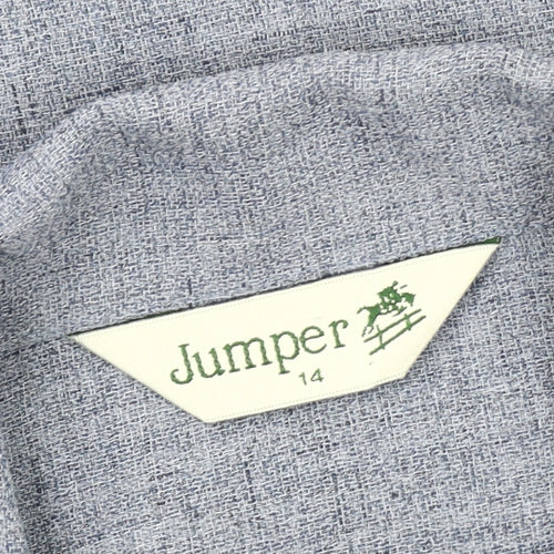 Jumper Women's Blue Button-Up Shirt, Size 14, Long Sleeve