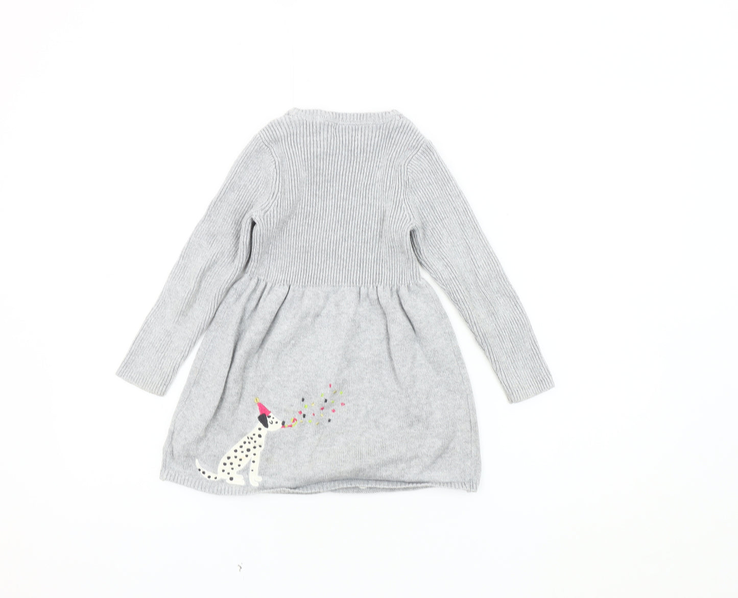 Miss Mona Mouse Girls Grey Animal Print Long Sleeve Dress 3-4 Years