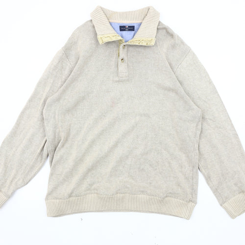 Marks and Spencer Men's Beige Henley Jumper L