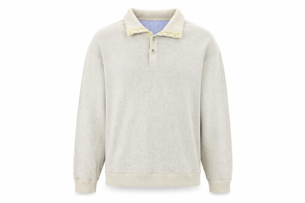 Front view of Marks & Spencer Men's Beige Henley Jumper L