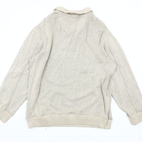Marks and Spencer Men's Beige Henley Jumper L