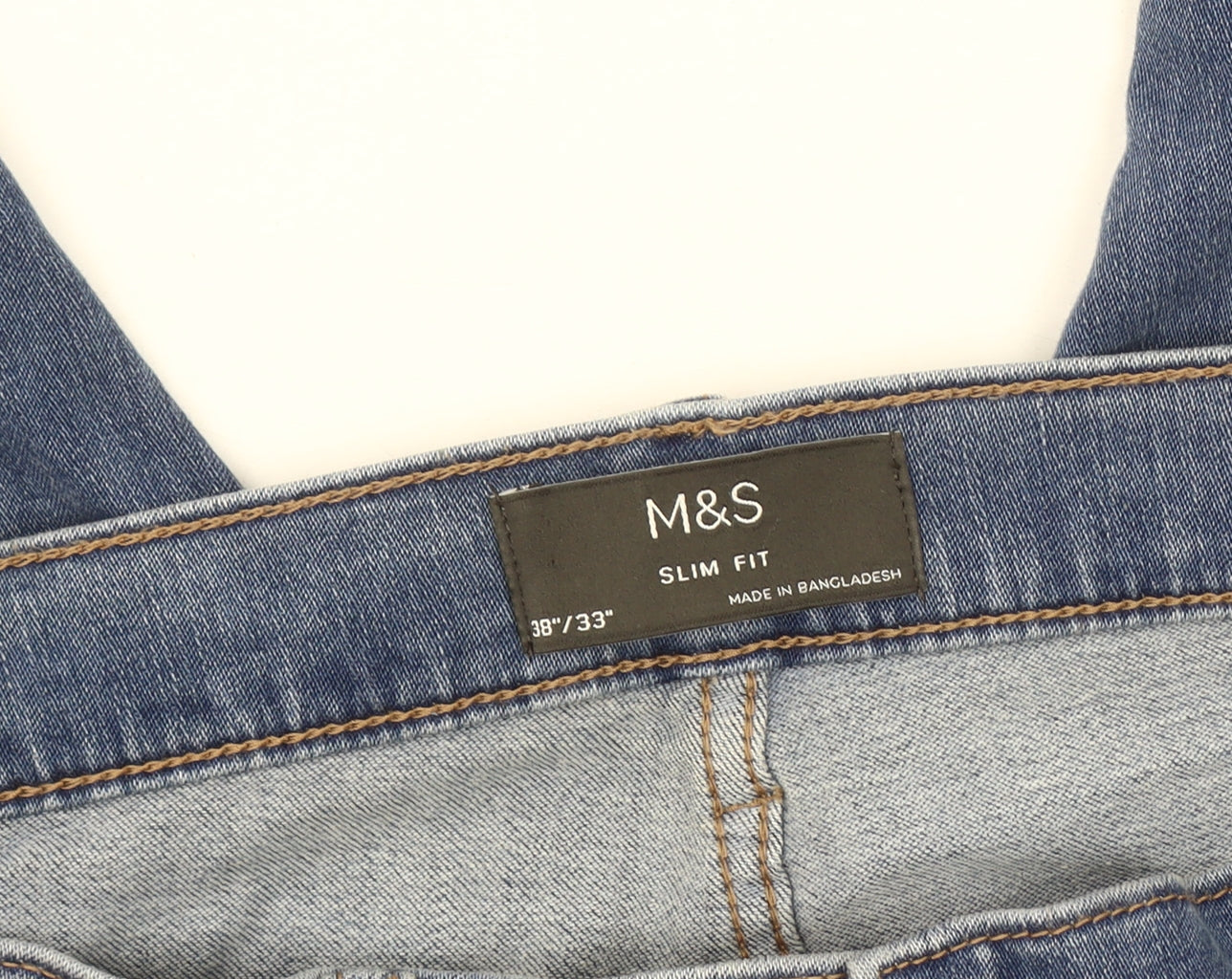 Marks and Spencer Men's Blue Slim Fit Jeans Size 38