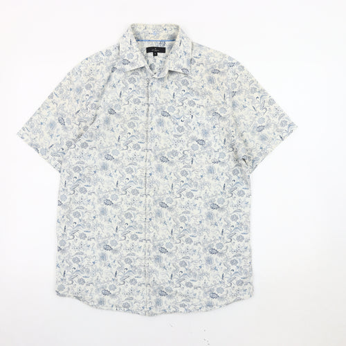 Jeff Banks Men's Blue Floral Shirt, Casual S