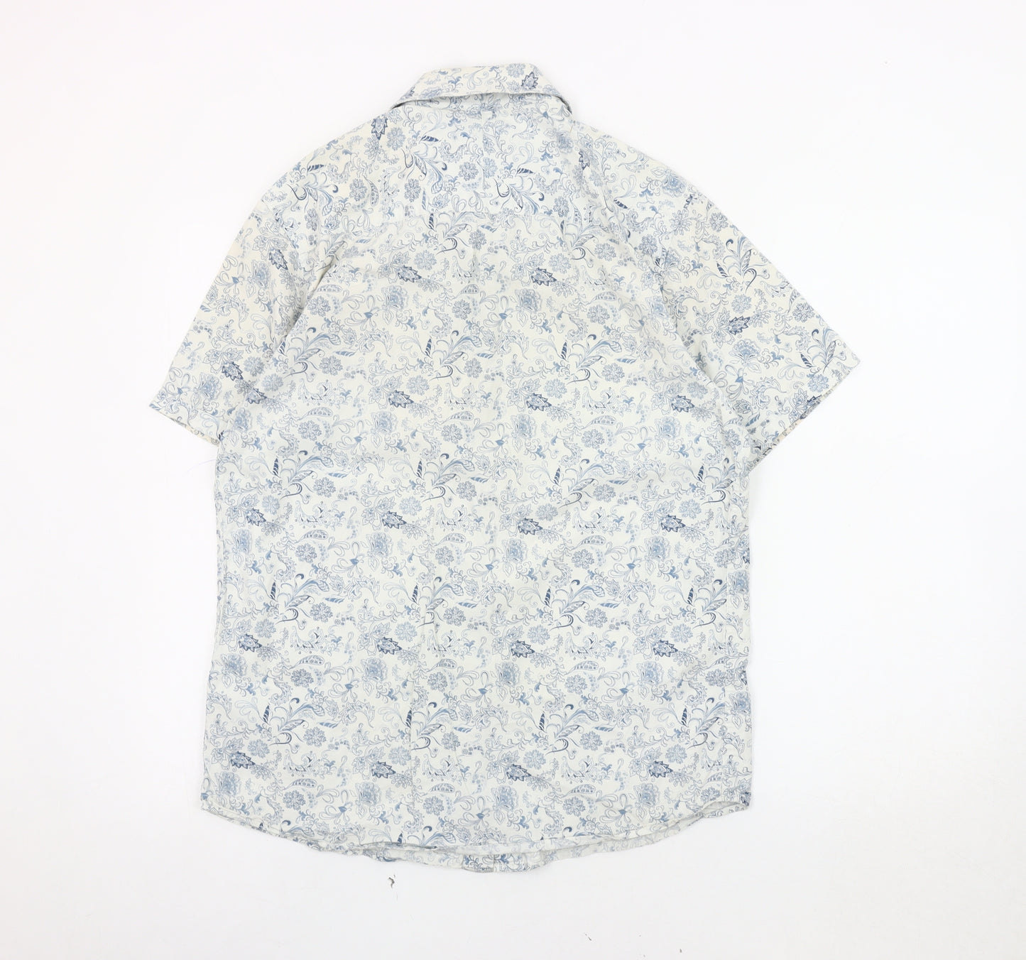 Jeff Banks Men's Blue Floral Shirt, Casual S