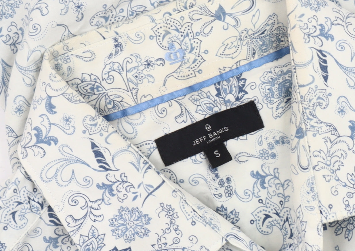 Jeff Banks Men's Blue Floral Shirt, Casual S