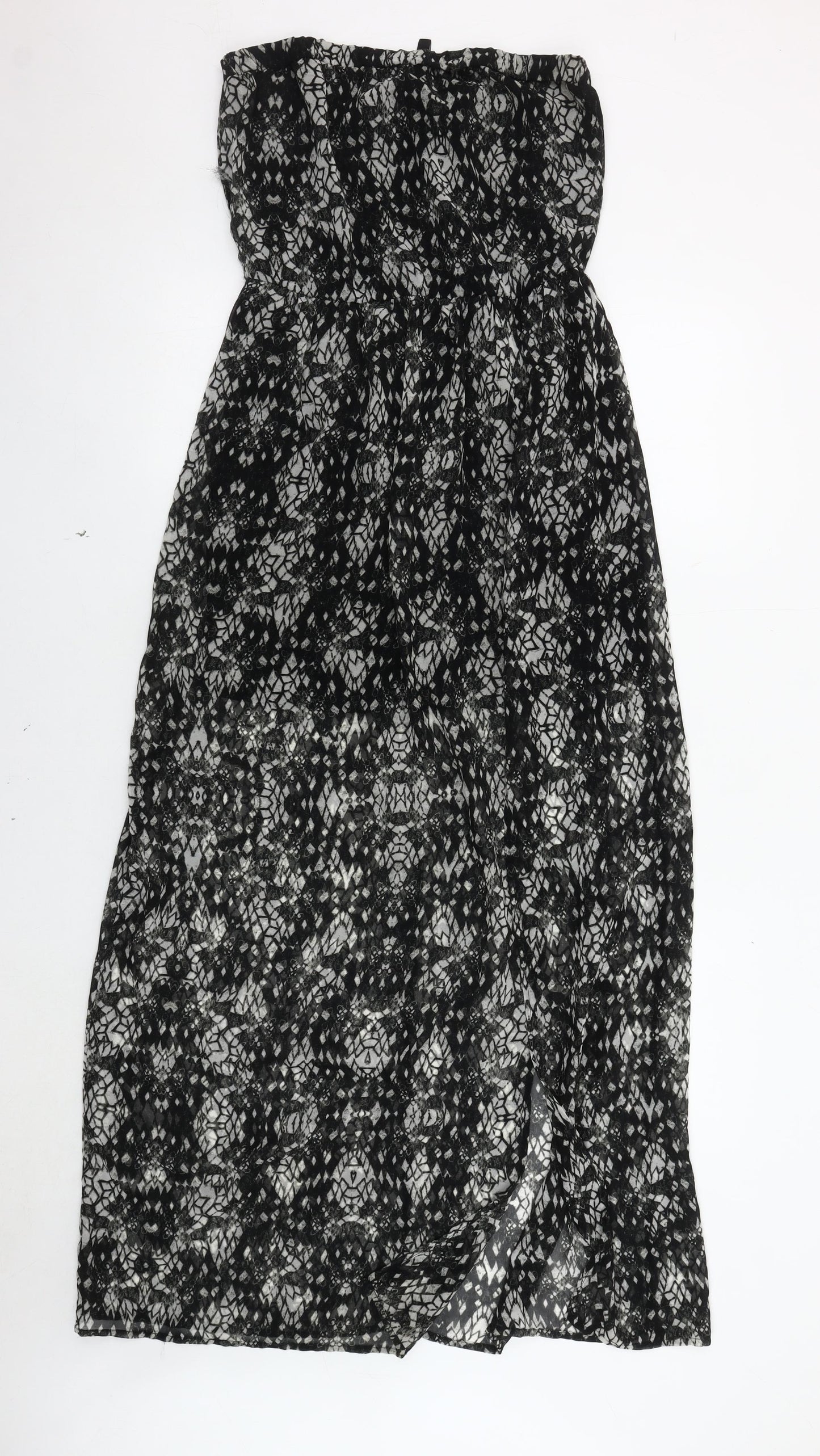 Stradivarius Women's Black Geometric Strapless Dress M