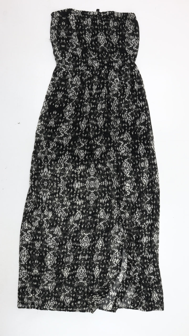 Stradivarius Women's Black Geometric Strapless Dress M