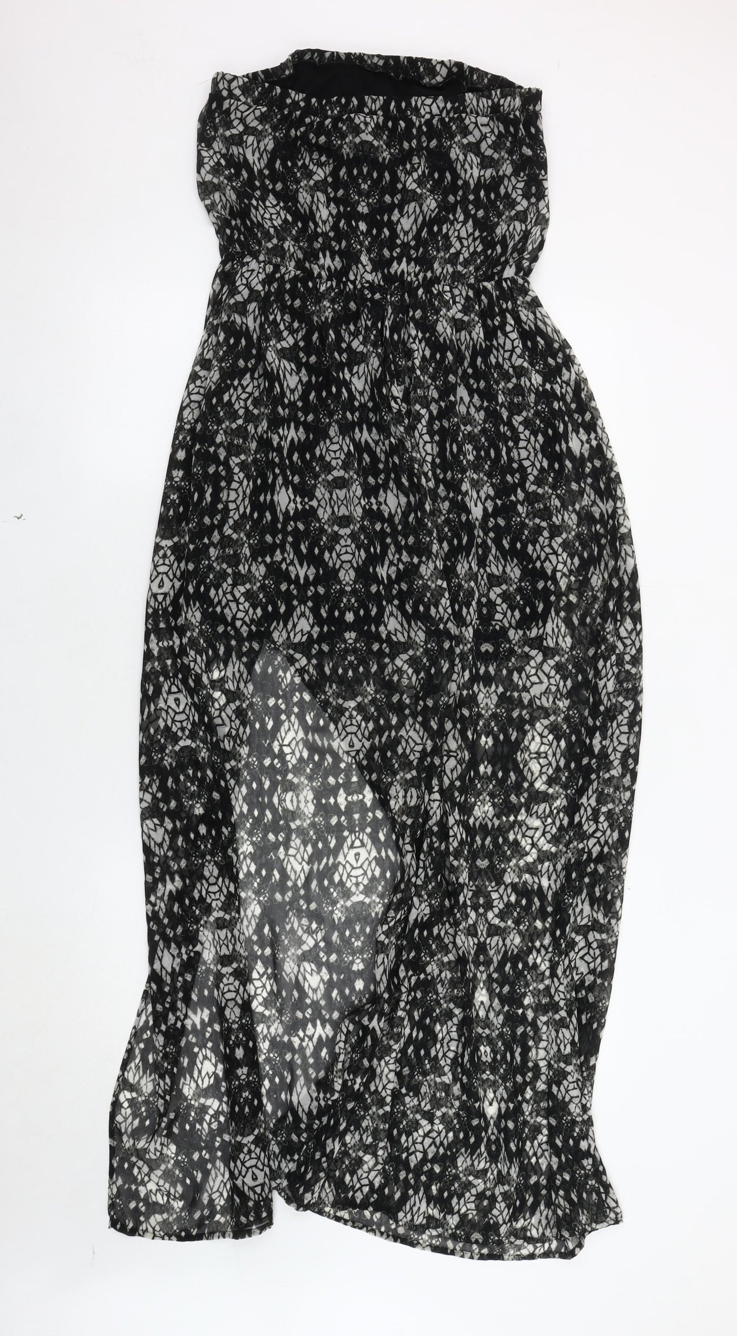 Stradivarius Women's Black Geometric Strapless Dress M