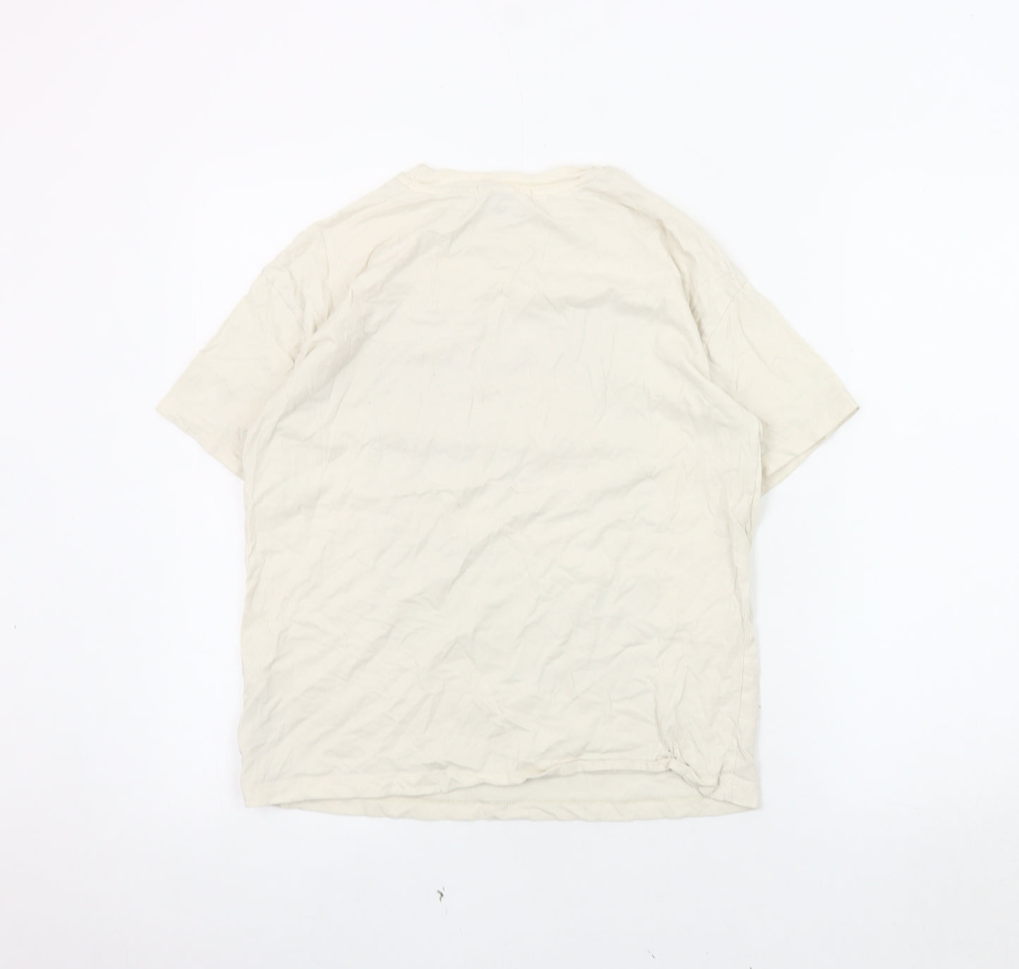 Pull & Bear Unisex Beige Art T-Shirt, Size S, Casual