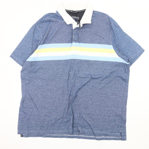 Maine New England Men's 2XL Blue Striped Polo Shirt