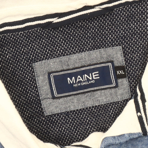 Maine New England Men's 2XL Blue Striped Polo Shirt