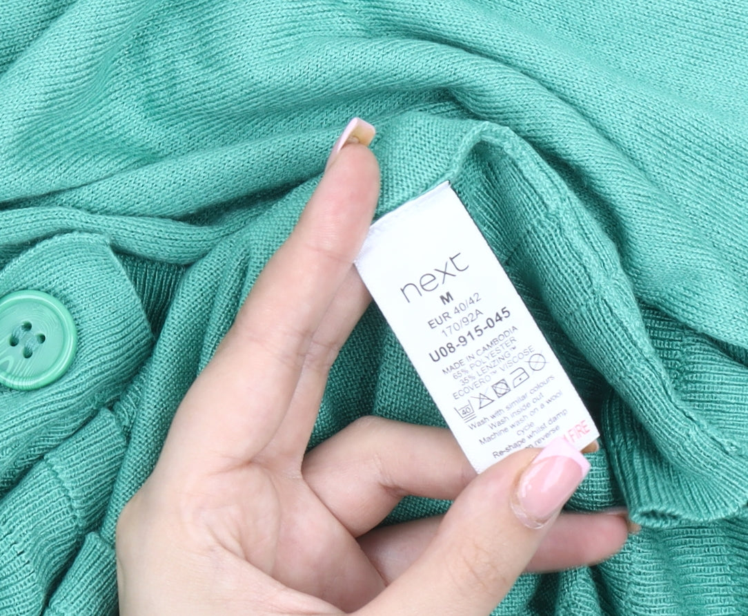 Next Women’s Green Cardigan - Size 12 V-Neck Knit