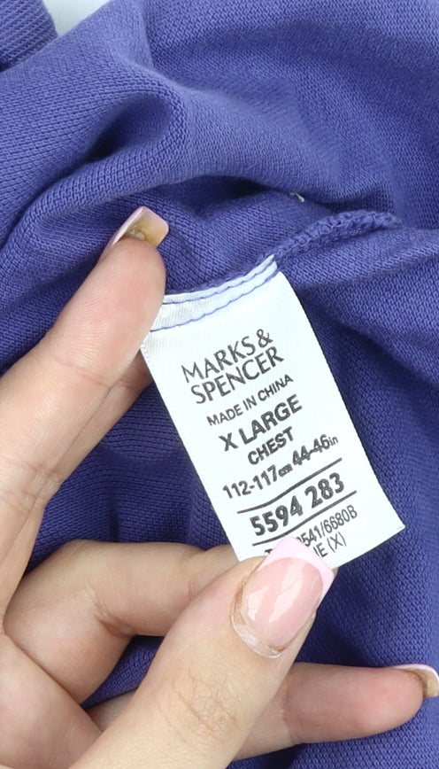 Marks and Spencer Men's Purple Collared Shirt XL