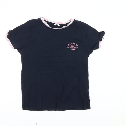 Jack Wills Women Blue Ringer T-Shirt Size 14
