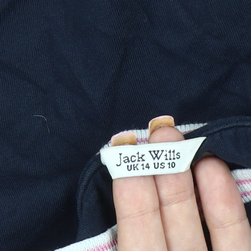 Jack Wills Women Blue Ringer T-Shirt Size 14