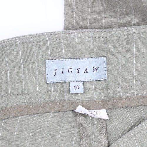 Jigsaw Women's Green Linen Wide-Leg Trousers Size 10