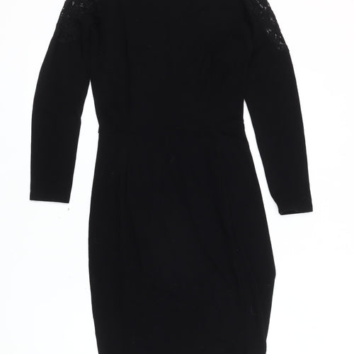 Whistles Women's Black Dress Size 10 with Lace Accents