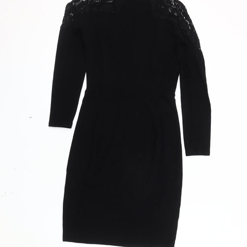 Whistles Women's Black Dress Size 10 with Lace Accents