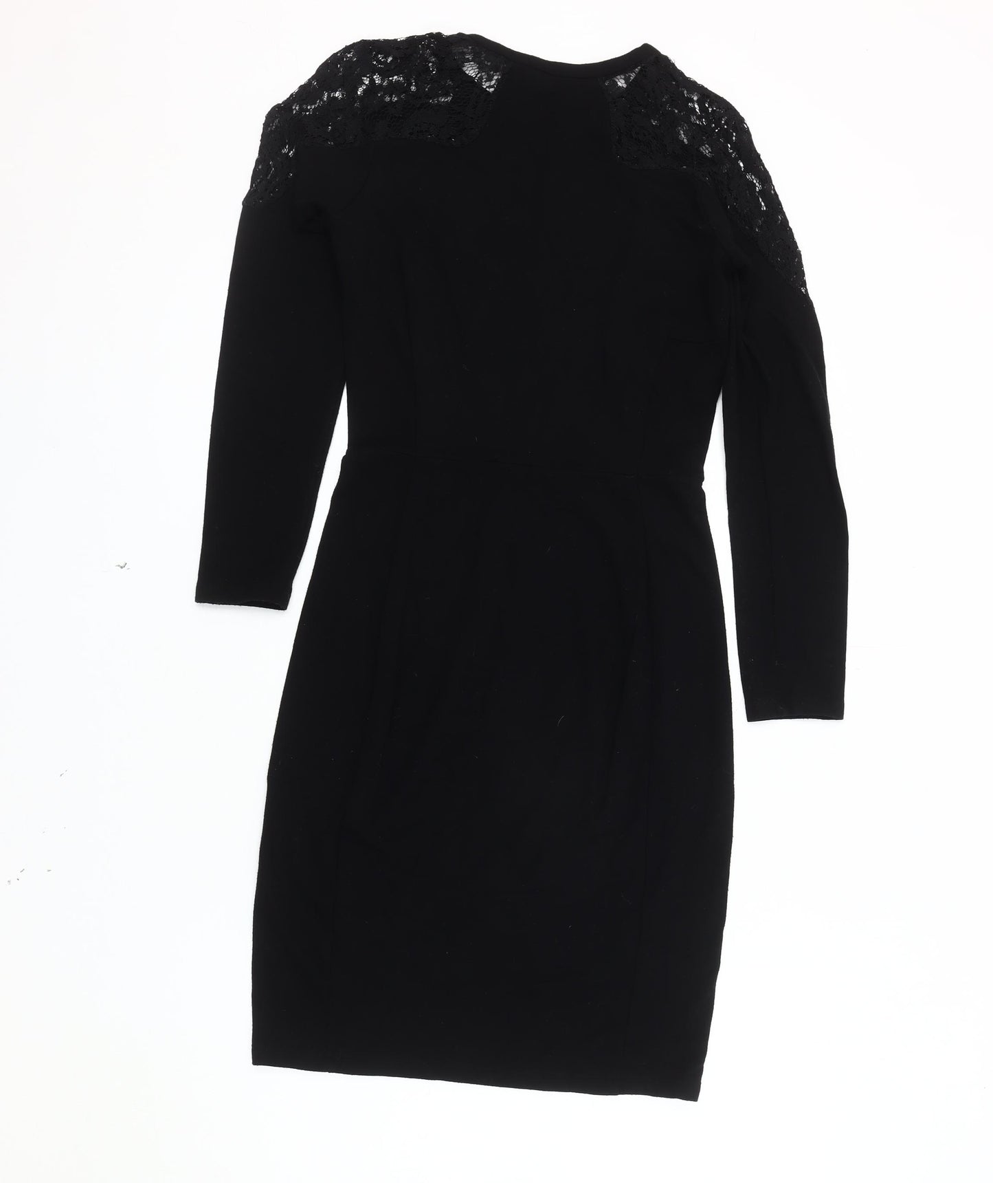 Whistles Women's Black Dress Size 10 with Lace Accents