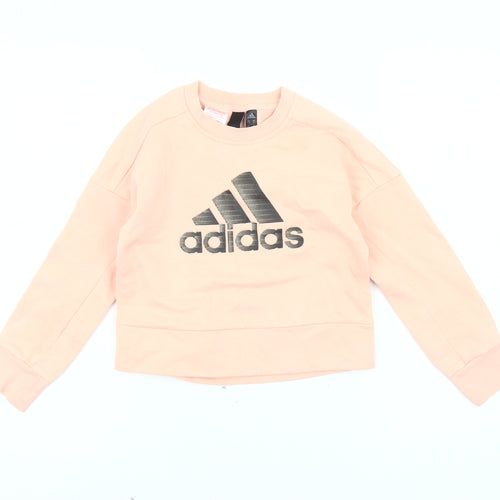 Adidas Girls Pink Pullover Sweatshirt 2-3 Years Logo Crew Neck