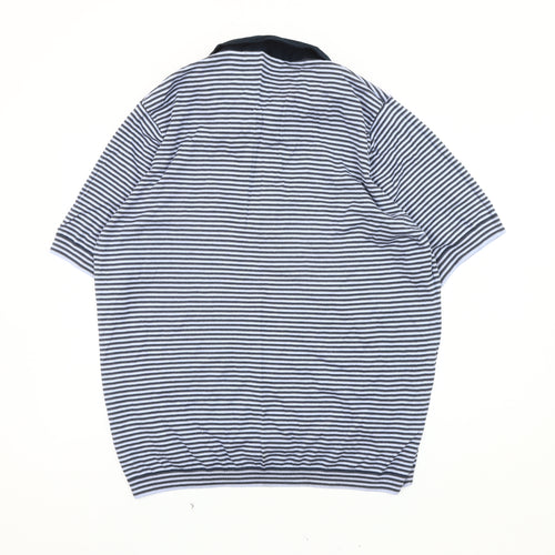 Marks and Spencer Men's Blue Striped Polo XL