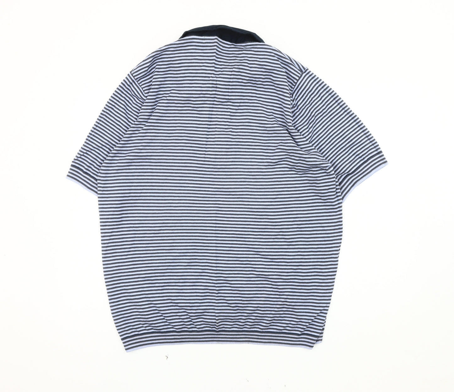 Marks and Spencer Men's Blue Striped Polo XL