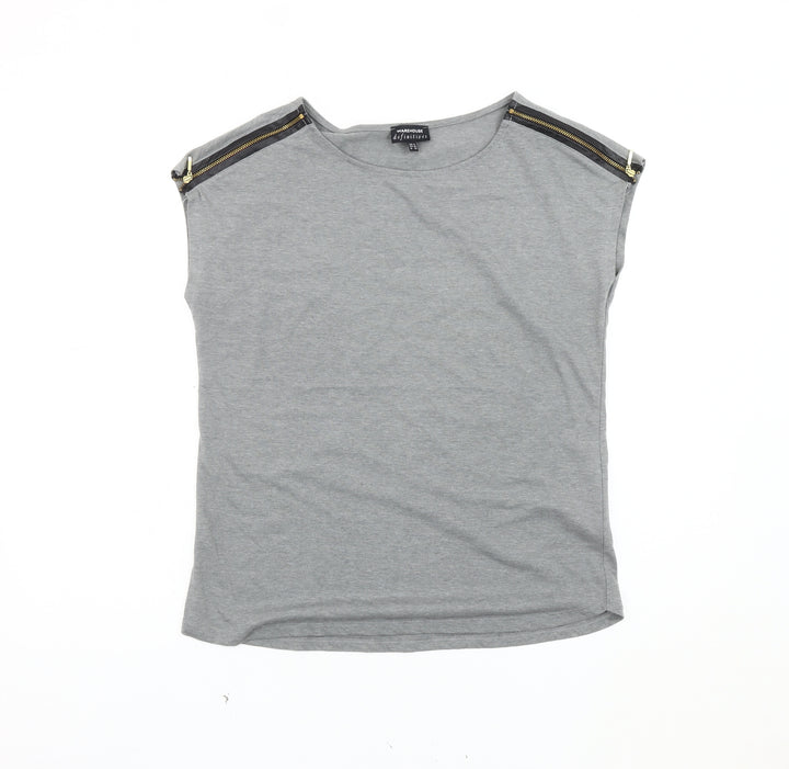 Warehouse Women's Grey T-Shirt UK 12 - Casual Sleeveless Top