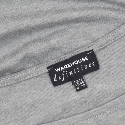 Warehouse Women's Grey T-Shirt UK 12 - Casual Sleeveless Top