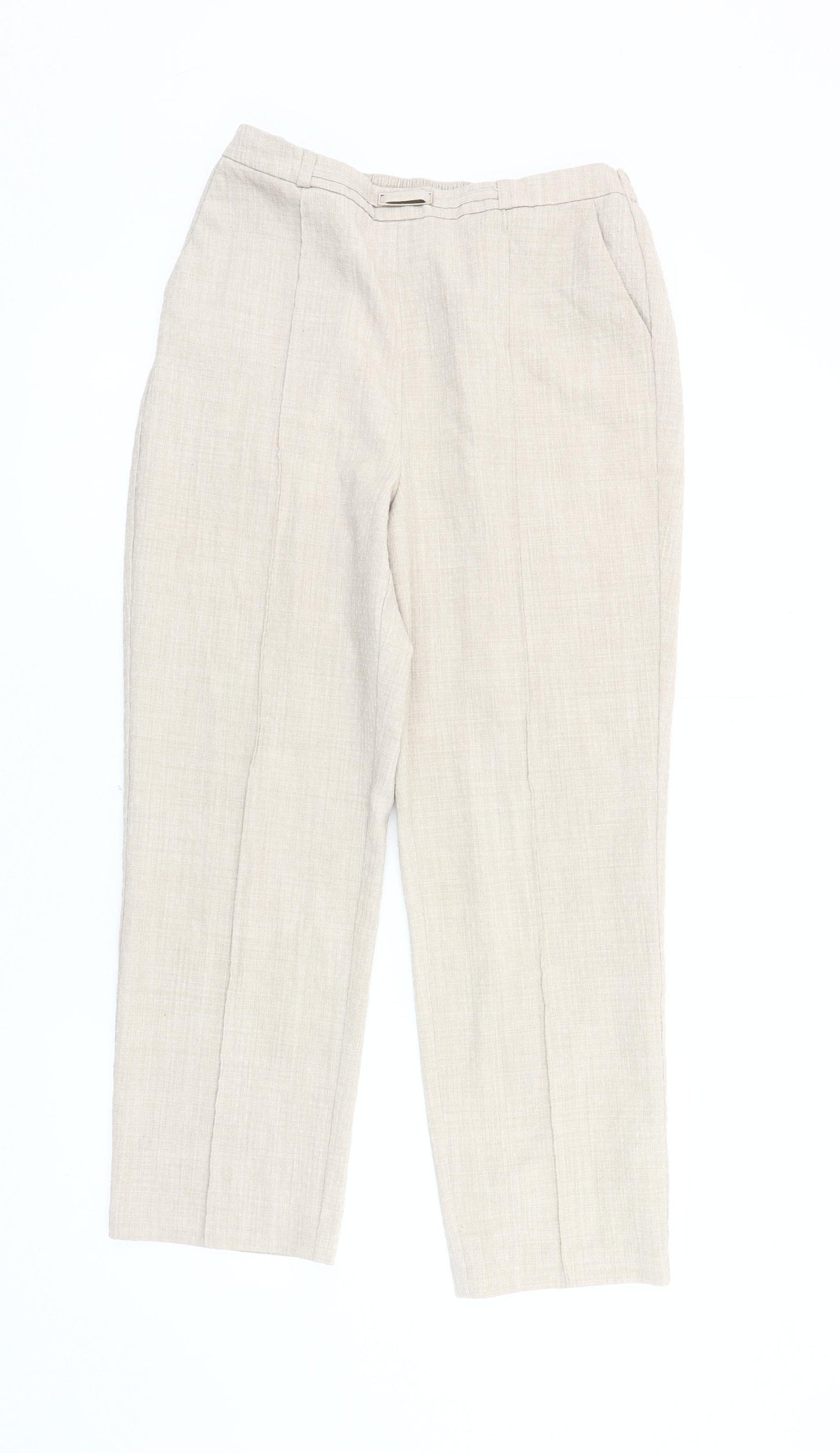 Honor Millburn Women’s Beige Trousers, Size 12, Elastic Waist