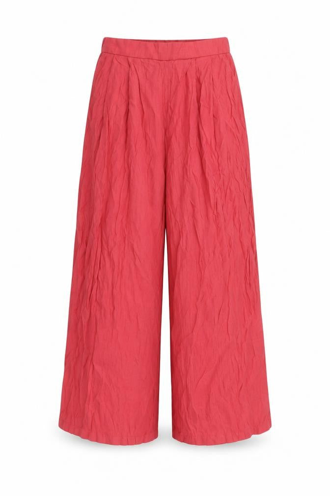 Front view of Mango Women's Red Wide-Leg Trousers, size 8