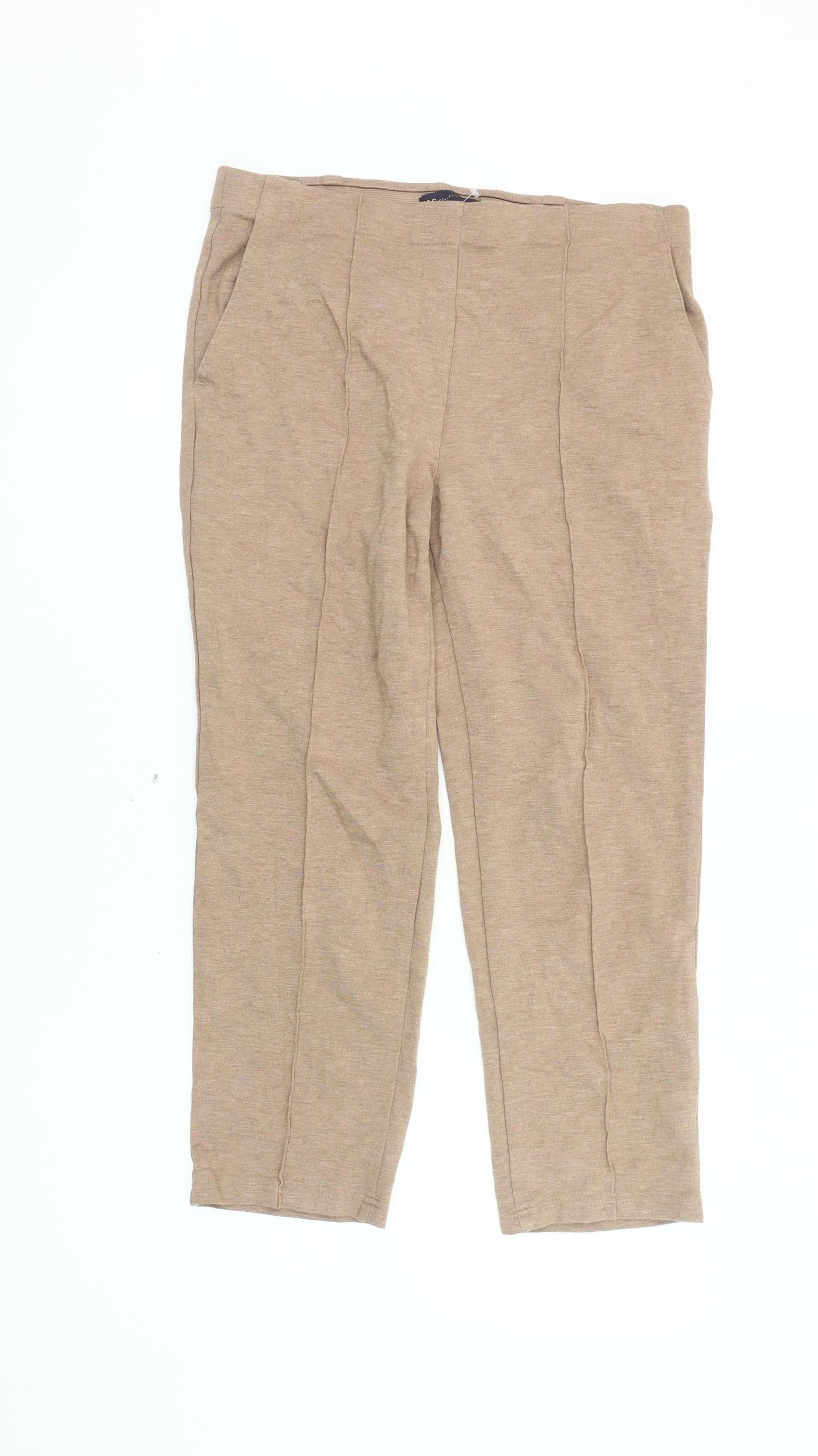 Marks and Spencer Beige Elastic Waist Trousers Women Size 10