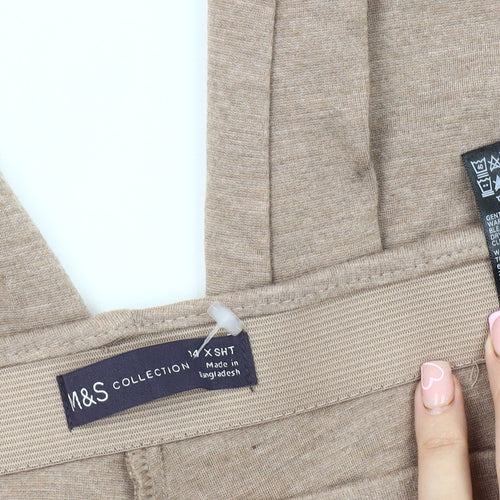 Marks and Spencer Beige Elastic Waist Trousers Women Size 10