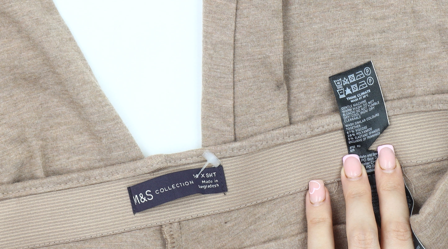 Marks and Spencer Beige Elastic Waist Trousers Women Size 10