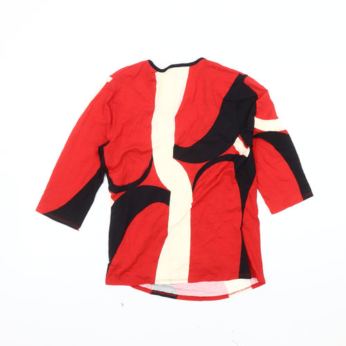 Just Elegance Women's Geometric V-Neck Top, Size 12, Red/Black