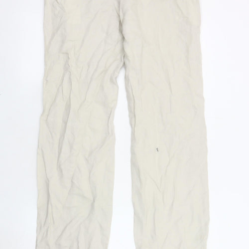 Fransa Women's Beige Straight Trousers L