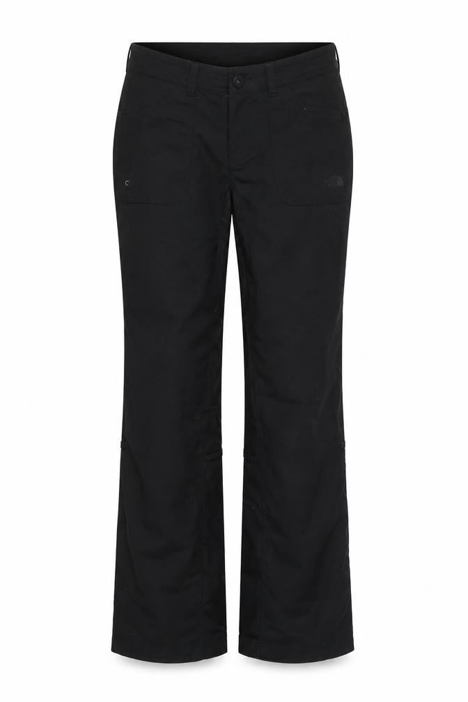 Front view of The North Face women’s black trousers, size UK 4