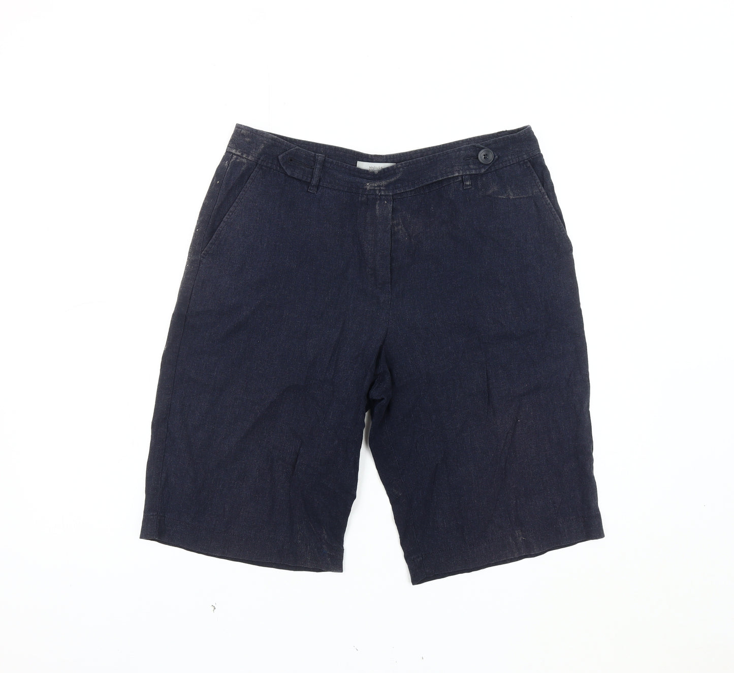 Marks and Spencer Women's Blue Chino Shorts Size 14