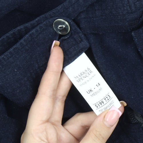 Marks and Spencer Women's Blue Chino Shorts Size 14