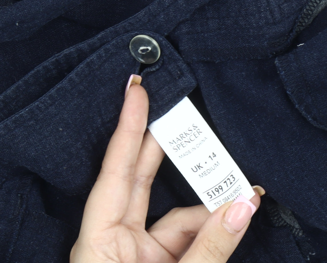 Marks and Spencer Women's Blue Chino Shorts Size 14
