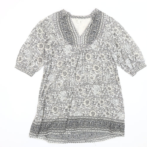 Monsoon Women’s Grey Floral Tunic Top Size 10