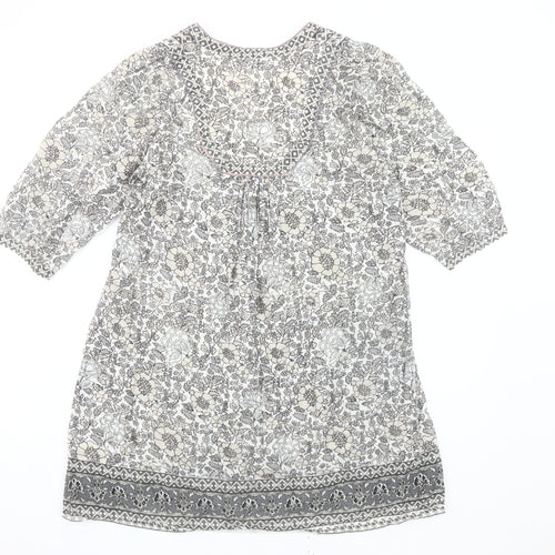 Monsoon Women’s Grey Floral Tunic Top Size 10