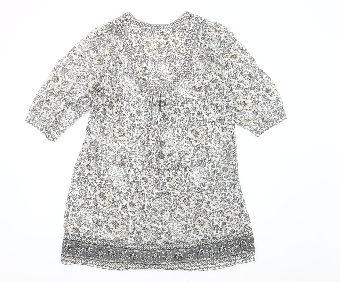 Monsoon Women’s Grey Floral Tunic Top Size 10