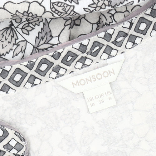 Monsoon Women’s Grey Floral Tunic Top Size 10