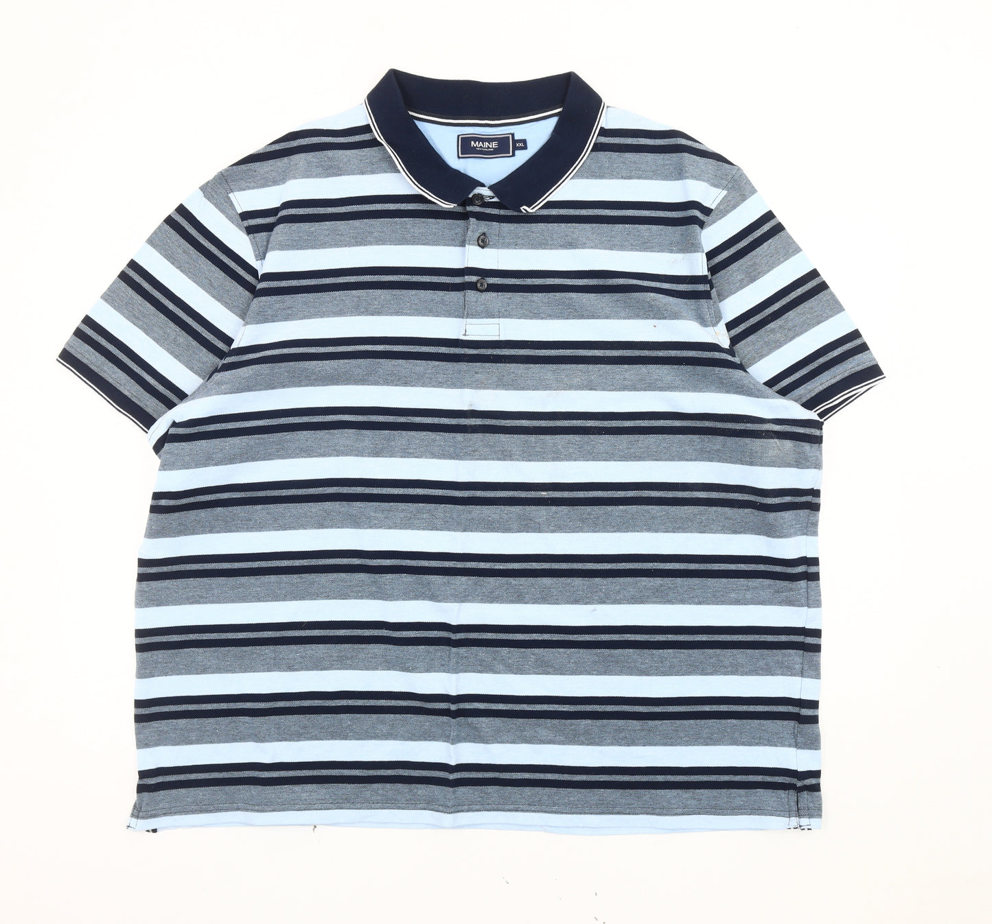 Maine Men’s 2XL Blue Striped Polo Shirt