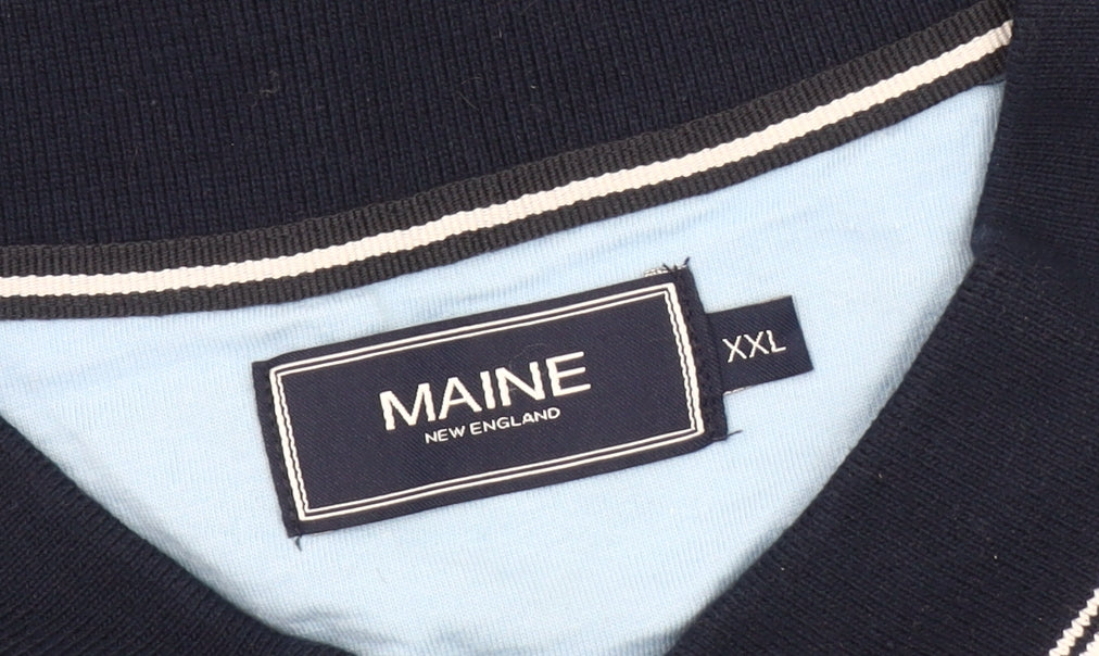 Maine Men’s 2XL Blue Striped Polo Shirt