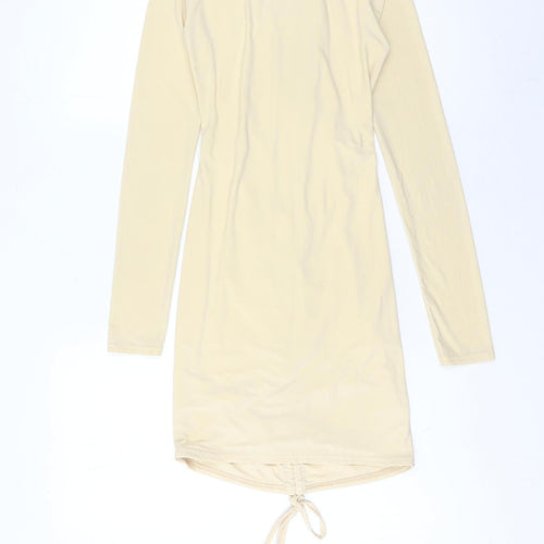 Missguided Women's Beige Long Sleeve Bodycon Dress Size 8