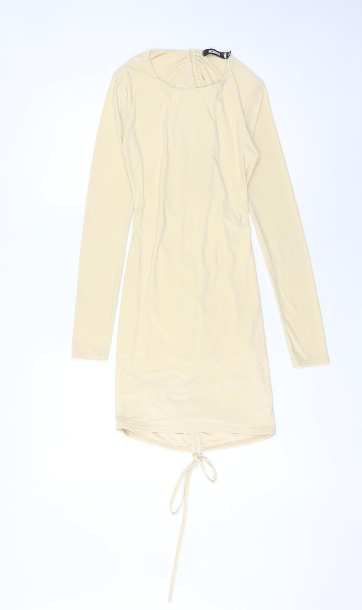 Missguided Women's Beige Long Sleeve Bodycon Dress Size 8