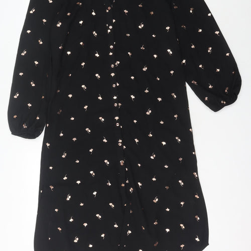 Oasis Women's Black Floral Shirt Dress Size 12