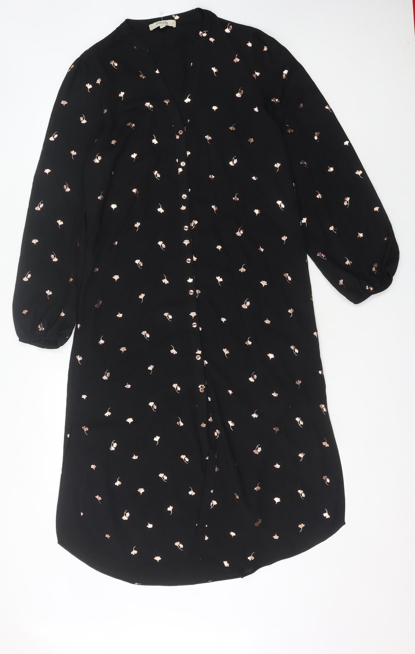 Oasis Women's Black Floral Shirt Dress Size 12