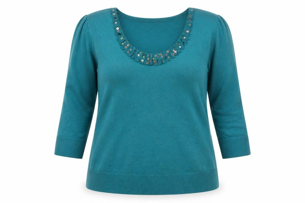 Front view of Marks & Spencer Women's Green jumper, size 18